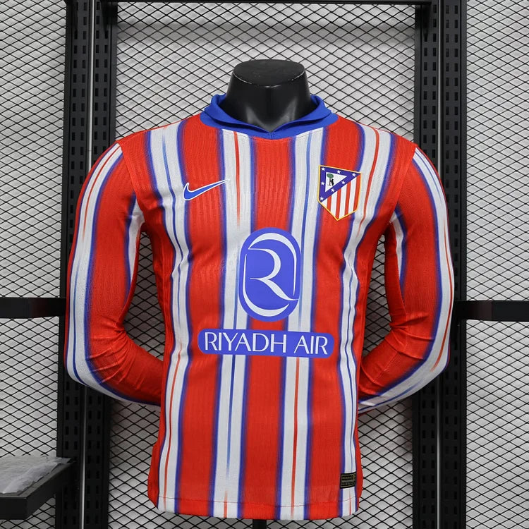 2024/25 Atletico Madrid Home Player Version Long Sleeve Jersey
