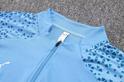 2023/2024 Manchester City Half Pull Training Wear Blue Football Shirt