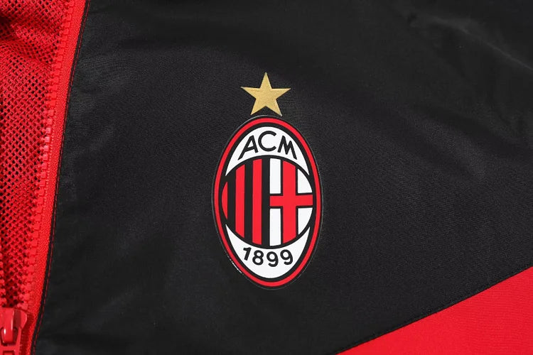 AC Milan red hooded windbreaker.