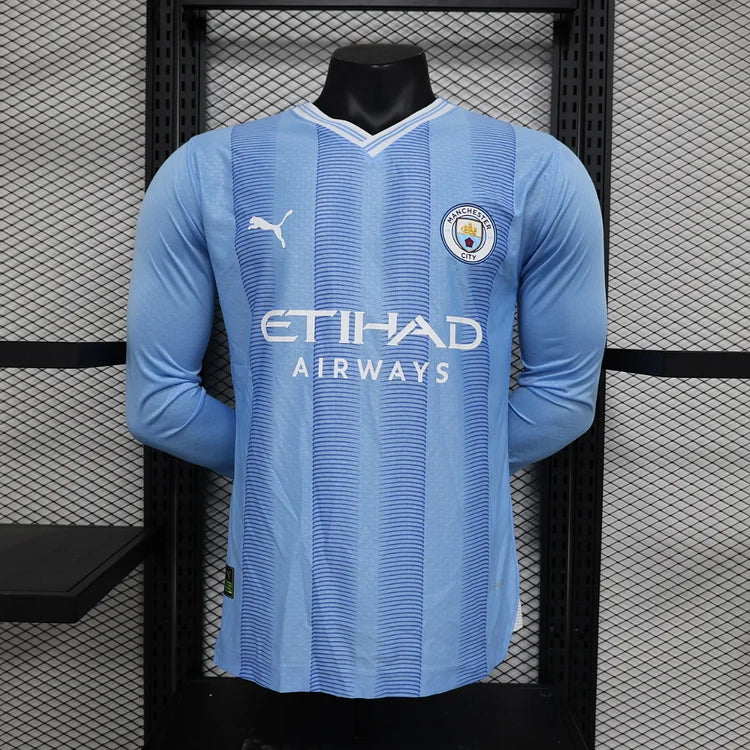 2023/24 Manchester City Home Long Sleeve Players Edition