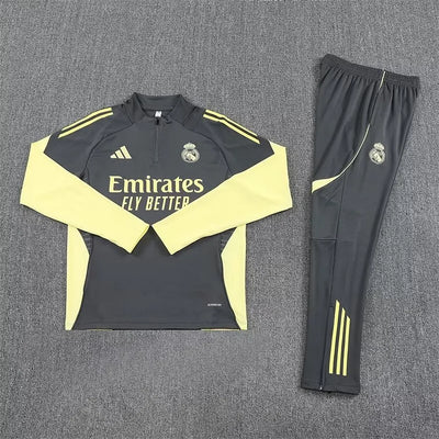 2025/2026 Real Madrid Dark Grey Long Sleeve Training Suit -