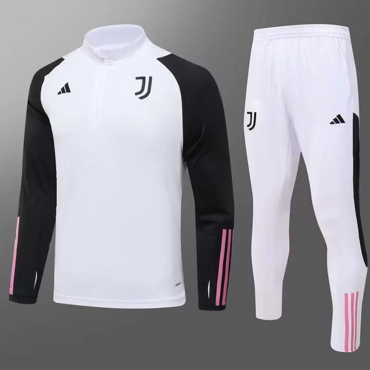 2023/2024 Juventus Half-Pull Training Suit White Football Shirt