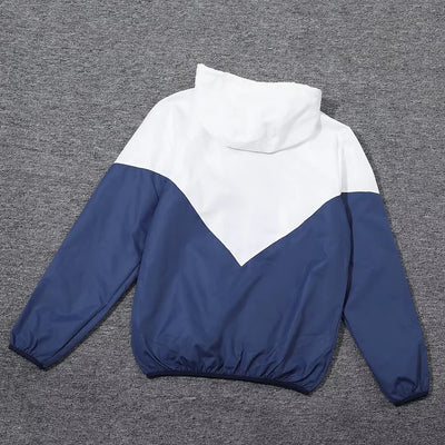 Real Madrid blue and white hooded windbreaker