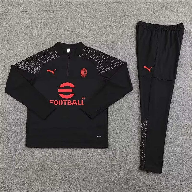 2023/2024 AC Milan Half-Pull Training Suit Black Football Shirt