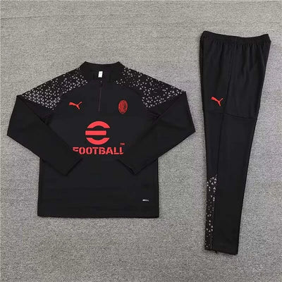 2023/2024 AC Milan Half-Pull Training Suit Black Football Shirt