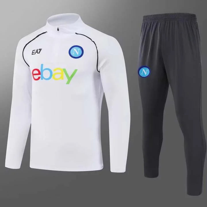 2023-2024 Napoli Half-Pull Training Suit White Football Shirt