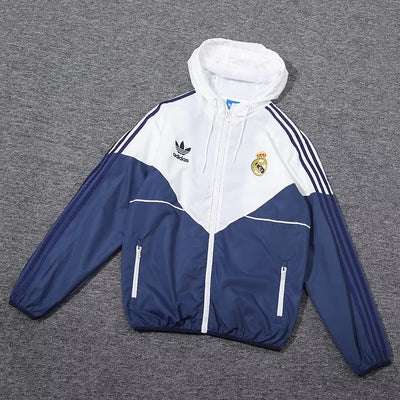 Real Madrid blue and white hooded windbreaker