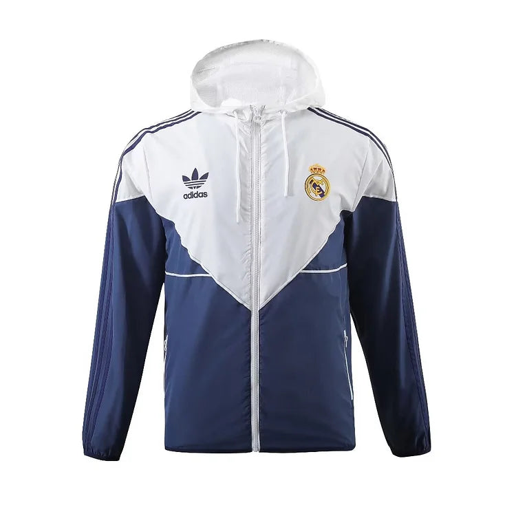 Real Madrid blue and white hooded windbreaker