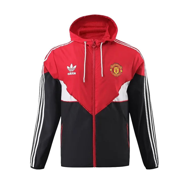 Manchester United black hooded windbreaker