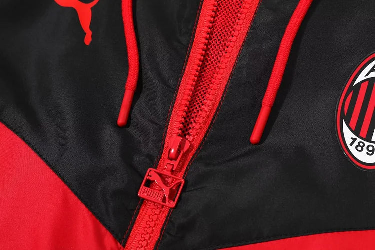 AC Milan red hooded windbreaker.