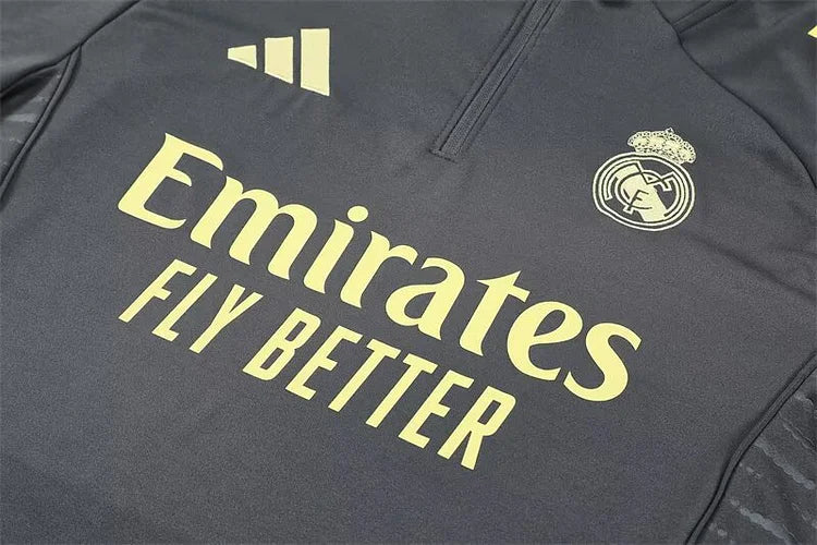 2025/2026 Real Madrid Dark Grey Long Sleeve Training Suit -