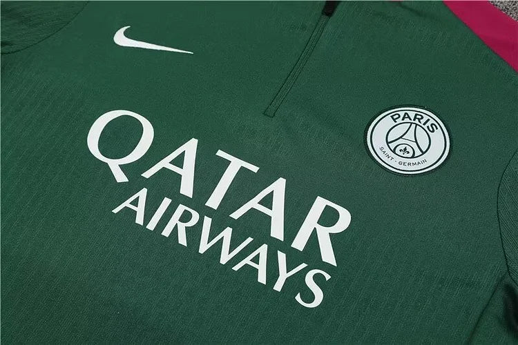 2024/25 Paris half-pull training uniform green 1:1 Thai quality suit