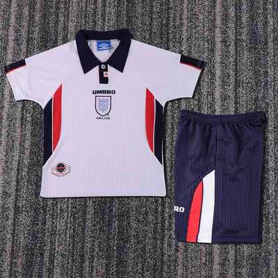 1998 England Retro Home Shirt - Kids Kit