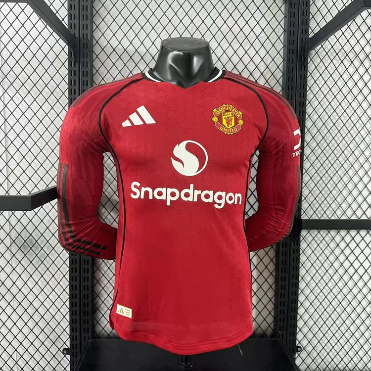 2025/2026 Manchester United Home Long Sleeve Player Edition