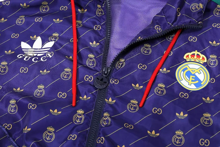Real Madrid Blue Hooded Windbreaker