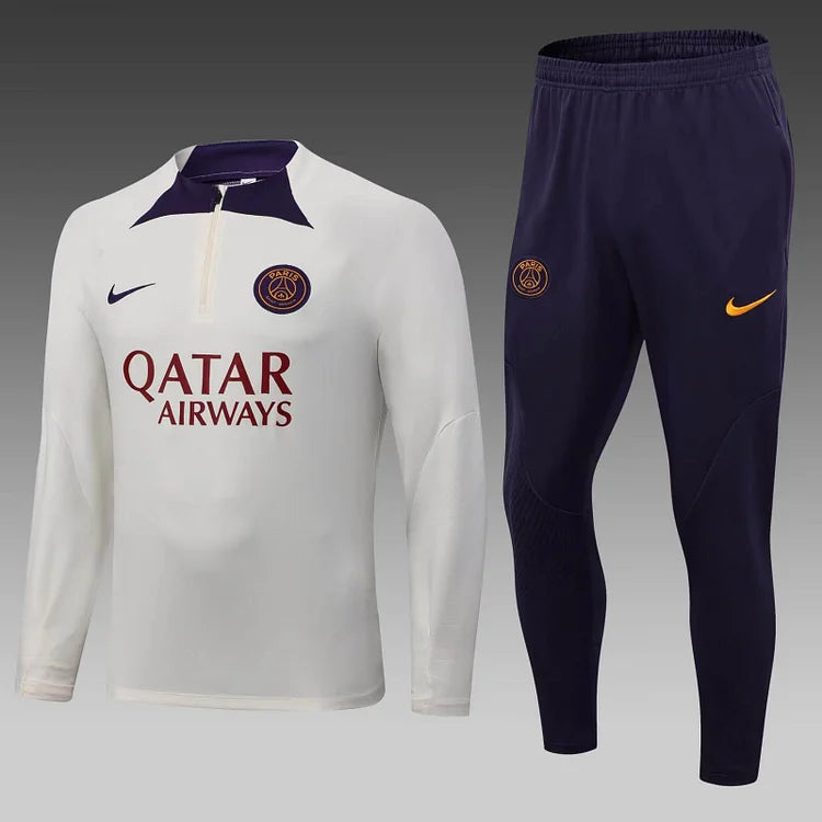 2023/24 Psg Paris Saint-Germain Half-Pull Training Suit Off White Set