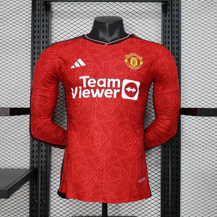 2023/24 Manchester United Home Long Sleeve Shirt - Player Version
