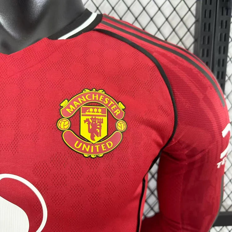 2025/2026 Manchester United Home Long Sleeve Player Edition