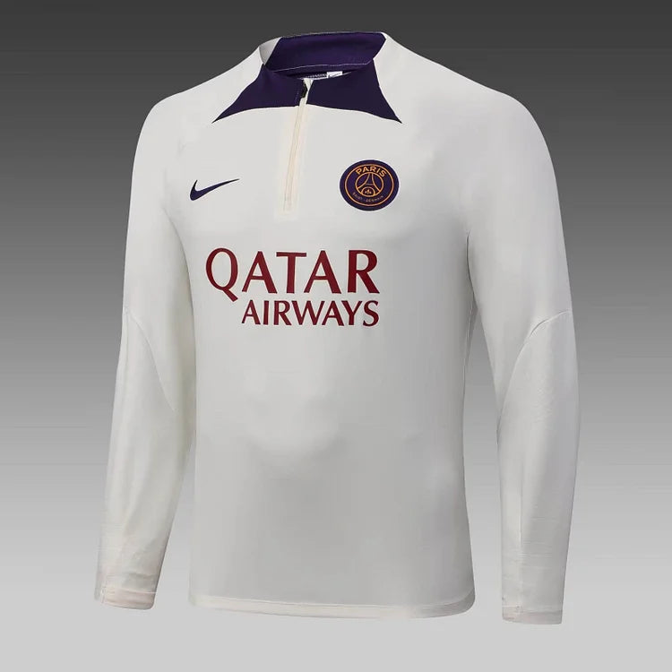 2023/24 Psg Paris Saint-Germain Half-Pull Training Suit Off White Set