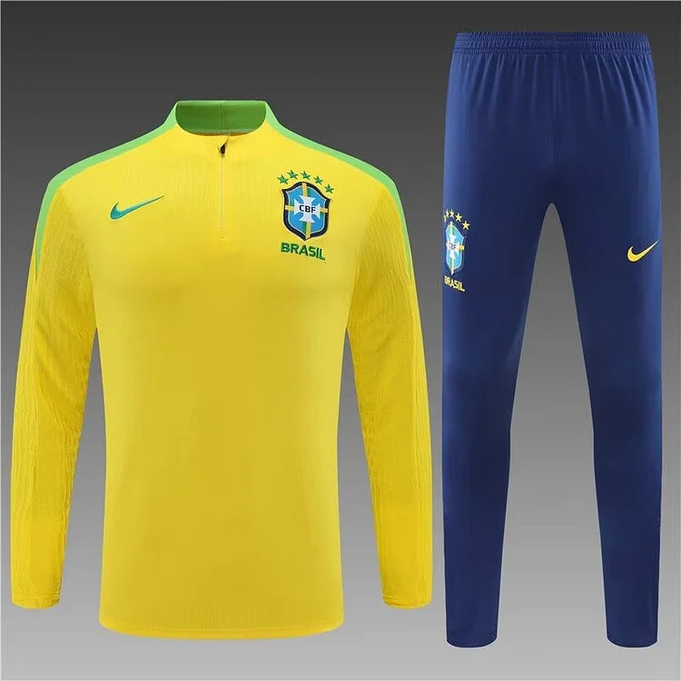 2024/25 Brazil yellow half zip training suit 1:1 Thailand quality
