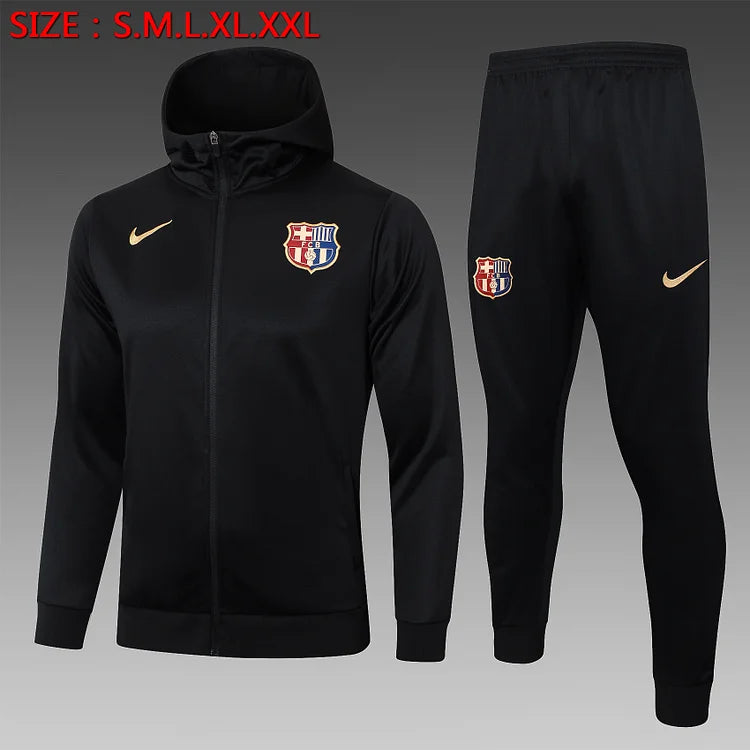 2024/25 Barcelona black long hooded jacket