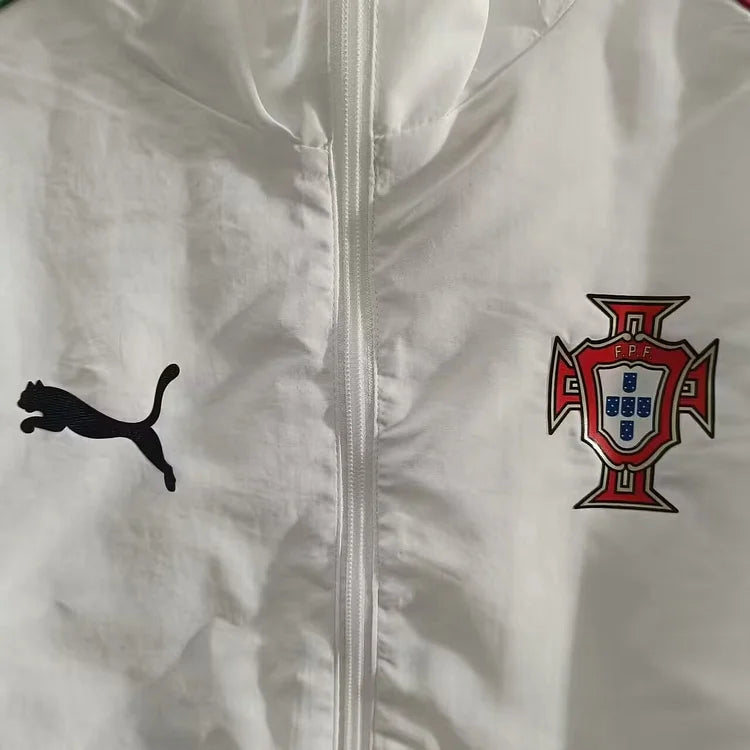2025 Portugal White Hooded Windbreaker