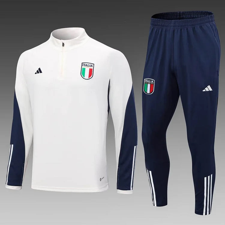 2023/2024 Italy Half-Pull Training Suit Off-White Soccer Shirt Set