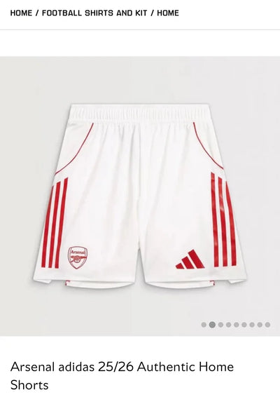 2025/2026 Arsenal Home Shorts Player Edition