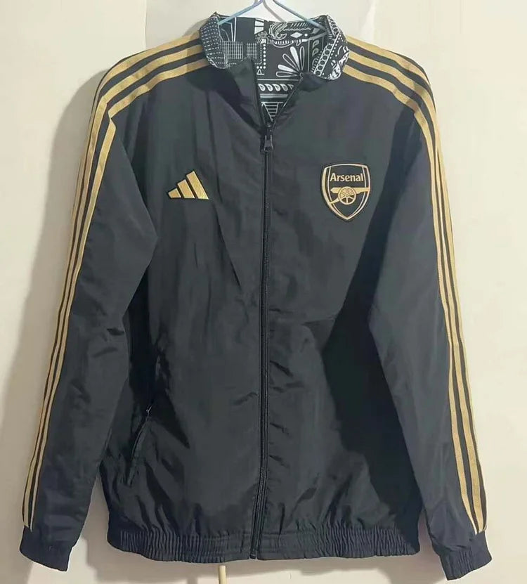 2023-2024 Arsenal Reversible Windbreaker Black-gray Soccer Jersey