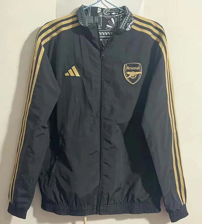 2023-2024 Arsenal Reversible Windbreaker Black-gray Soccer Jersey