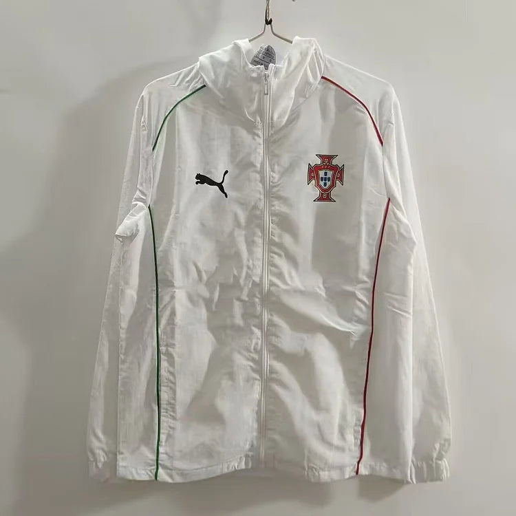 2025 Portugal White Hooded Windbreaker