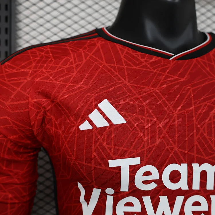 2023/24 Manchester United Home Long Sleeve Shirt - Player Version