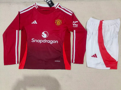 2024/25 Manchester United Home Long Sleeve Shirt - Kids Kit