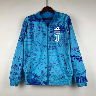 2023-2024 Juventus Reversible Windbreaker Blue Soccer Jersey