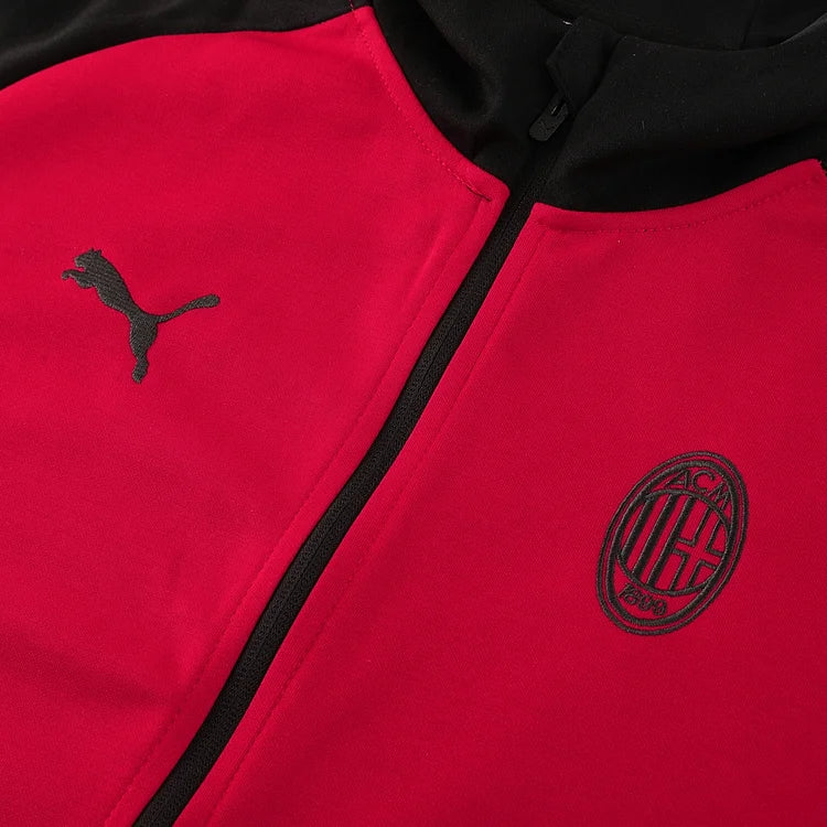 2024/25 AC Milan Red Hoodie Windbreaker Set