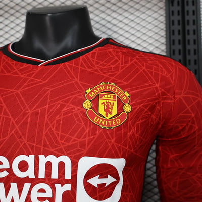 2023/24 Manchester United Home Long Sleeve Shirt - Player Version