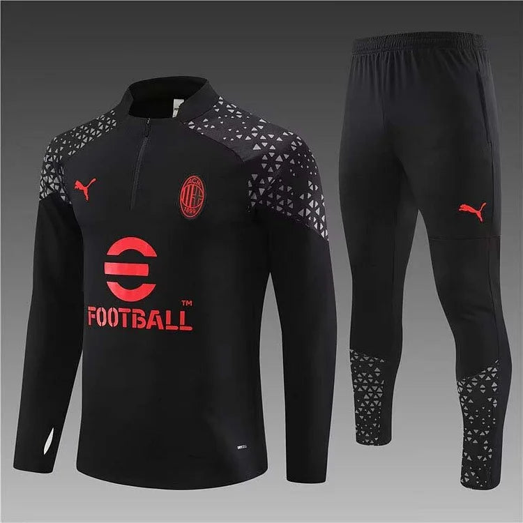 2023/2024 AC Milan Half-Pull Training Suit Black Football Shirt