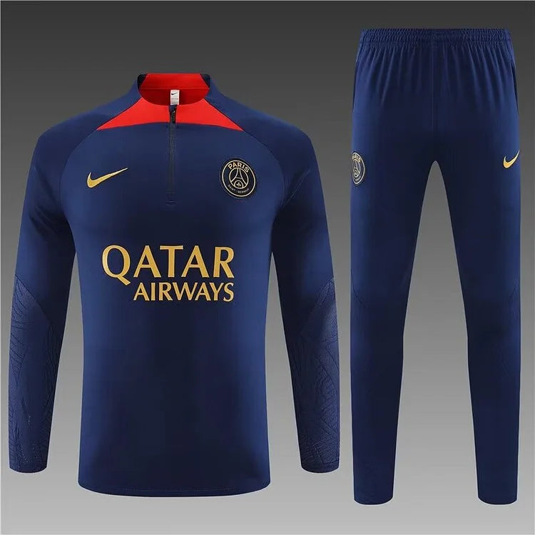 2023/24 Psg Paris Saint-Germain Half-Pull Training Suit Navy blue Set