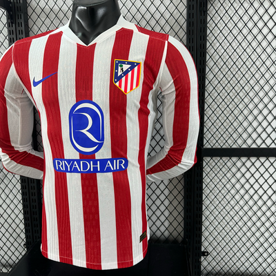 2025/2026 Atletico Madrid Home Long Sleeve Player Edition