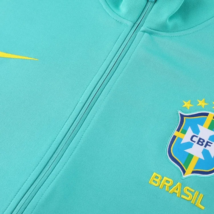 2023/2024 Brazilian long zipper jacket blue football jersey set