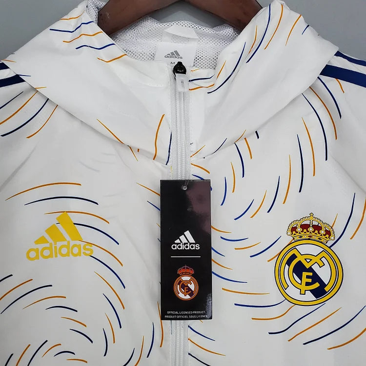 2021/22 Real Madrid White Hooded Windbreaker