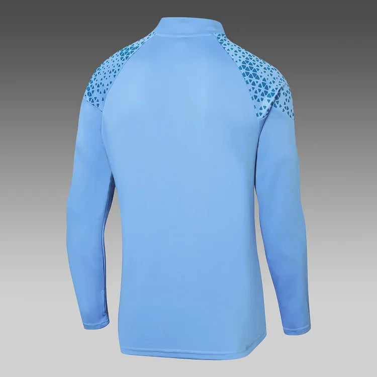 2023/2024 Manchester City Half Pull Training Wear Blue Football Shirt