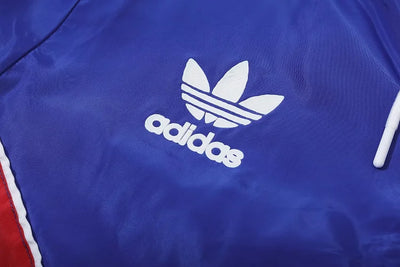 Lyon's blue hooded windbreaker