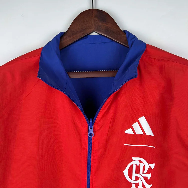2023-2024 Flamengo CasuaI Reversible Windbreaker(Blue-red)Soccer Jersey