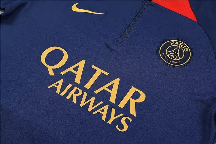 2023/24 Psg Paris Saint-Germain Half-Pull Training Suit Navy blue Set