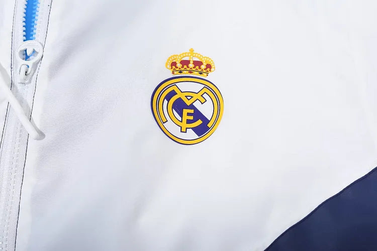 Real Madrid blue and white hooded windbreaker