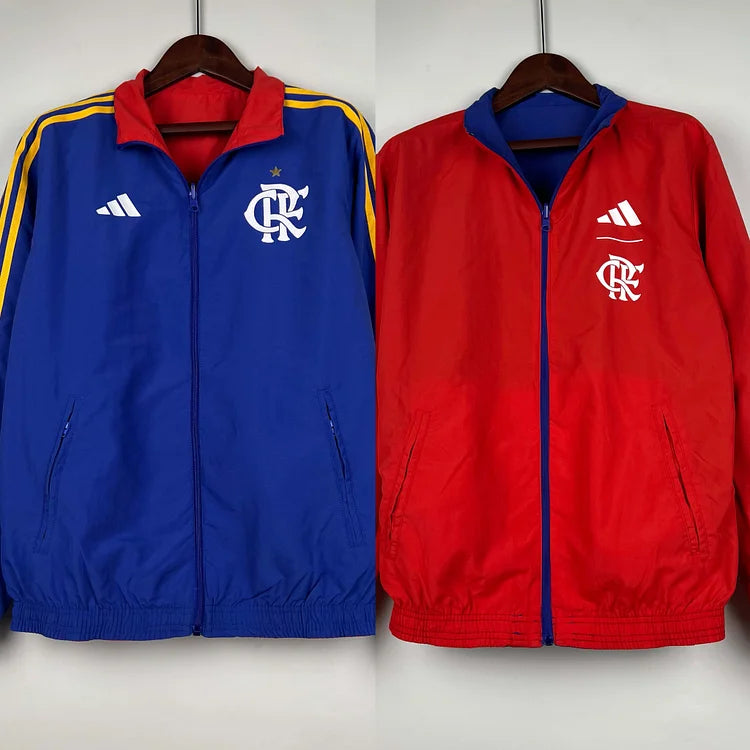 2023-2024 Flamengo CasuaI Reversible Windbreaker(Blue-red)Soccer Jersey