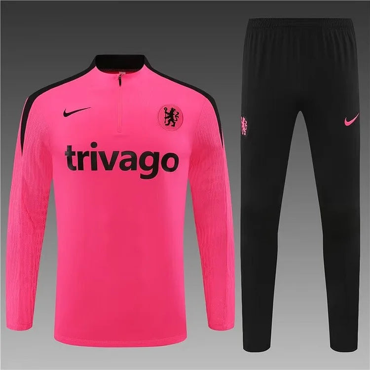 2024/25 Chelsea half-pull training uniform pink 1:1 Thai quality suit