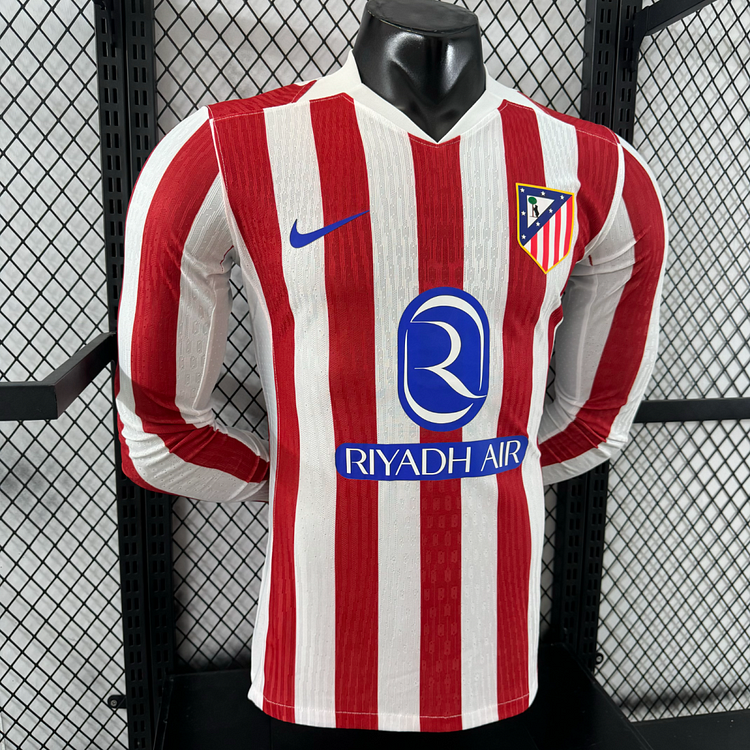 2025/2026 Atletico Madrid Home Long Sleeve Player Edition