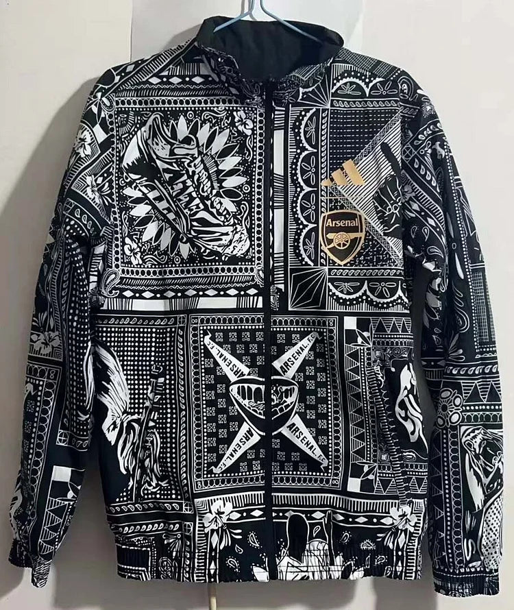 2023-2024 Arsenal Reversible Windbreaker Black-gray Soccer Jersey